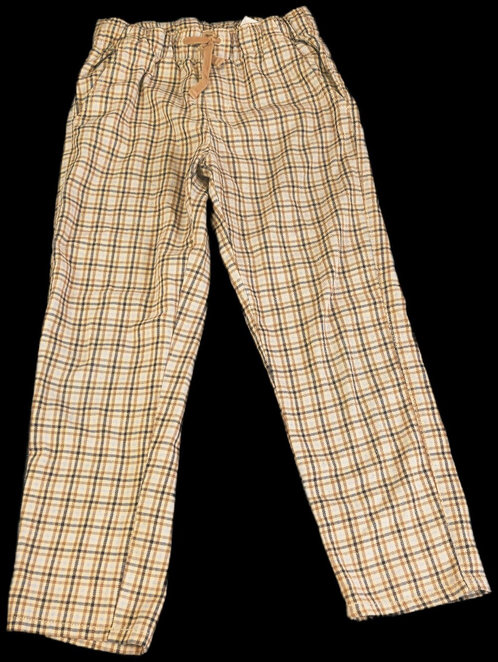 #KCB30 H&M Relaxed Pull-On Plaid Pants in Beige, Brown and Light Blue